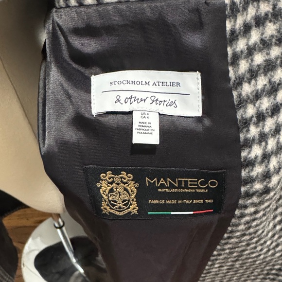 & Other Stories Chic Houndstooth Long Coat - Picture 3 of 3